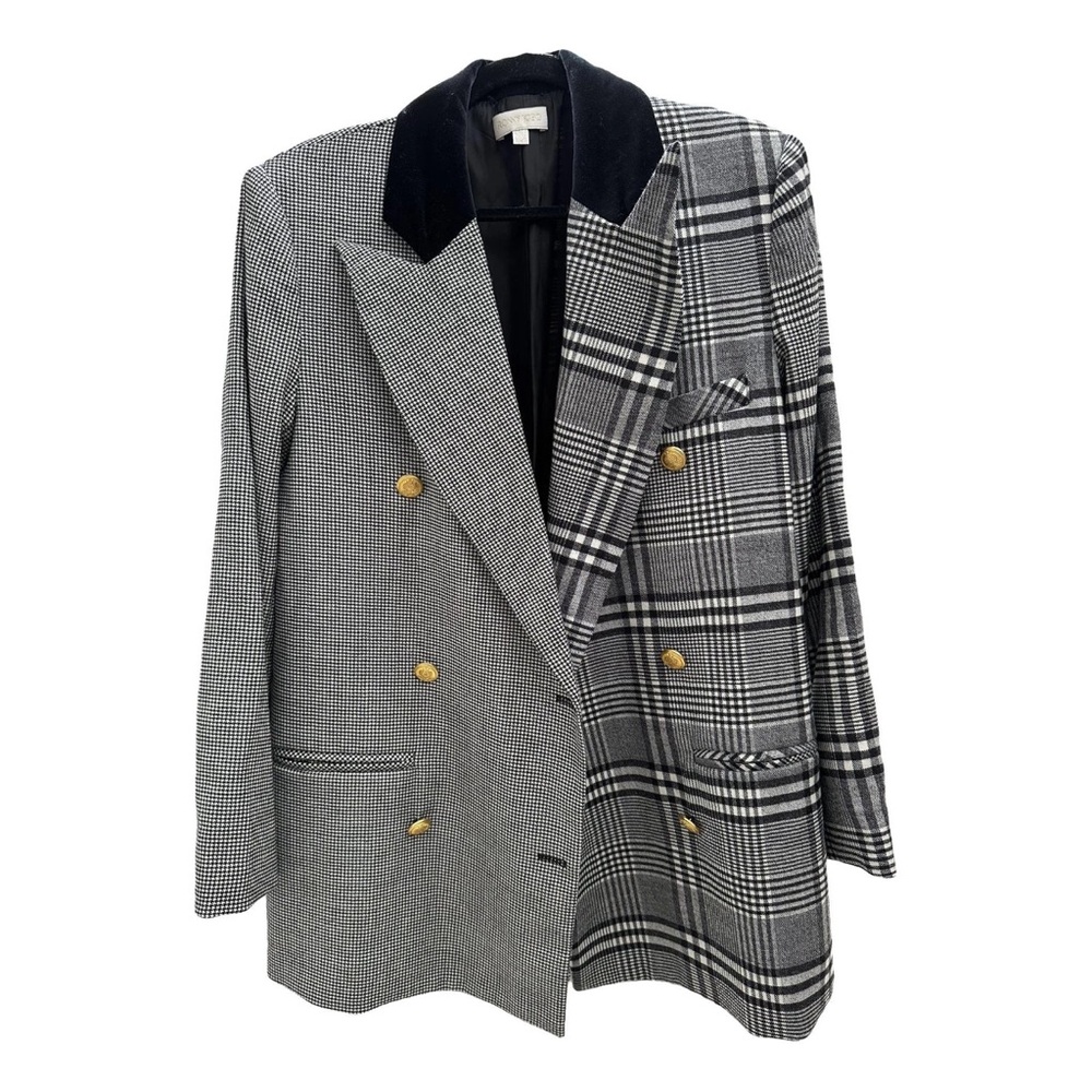 Ronny Kobo Collection Herringbone Asymmetrical Blazer